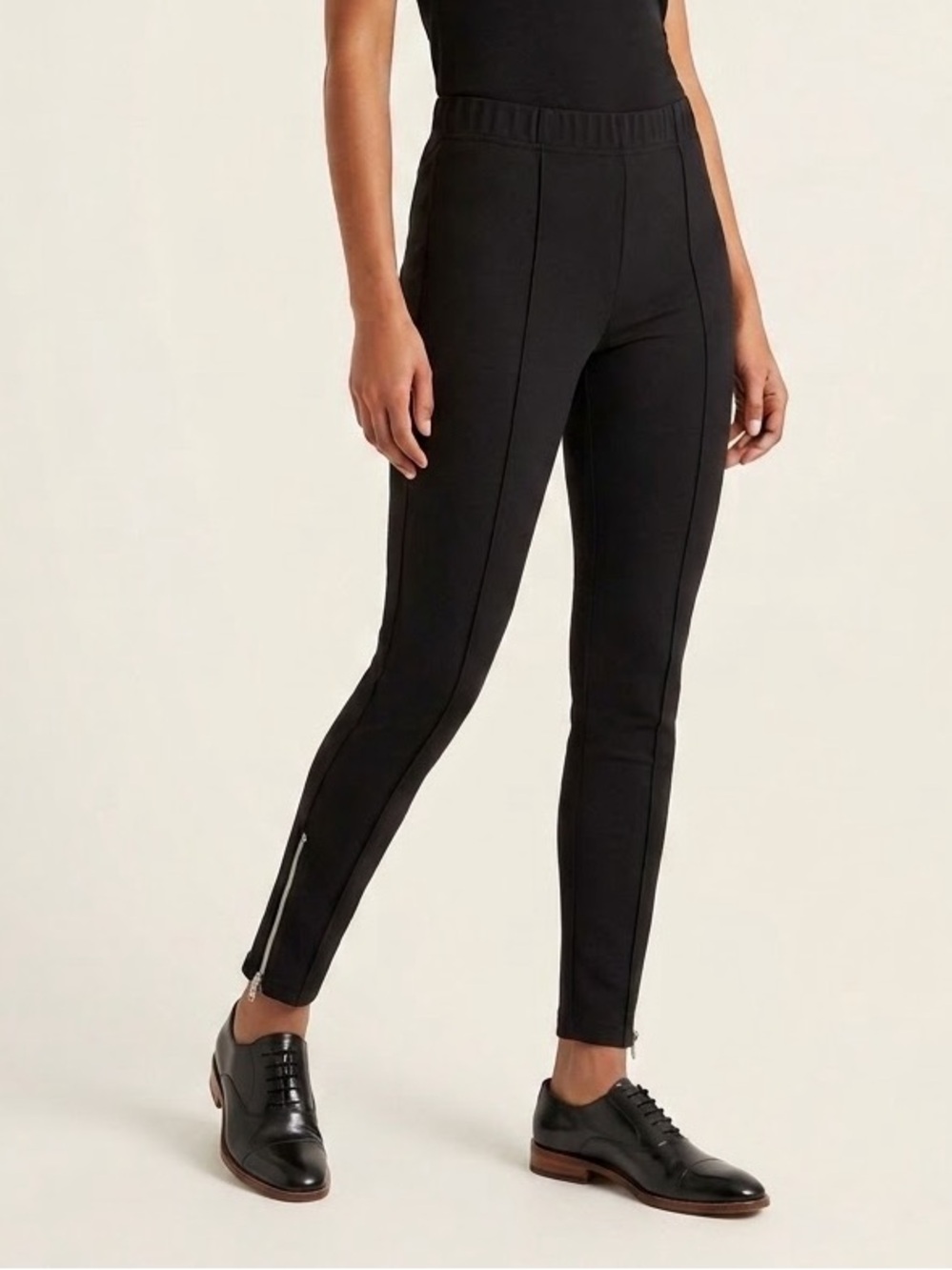 Nordstrom Black Ponte Leggings with Ankle Zips